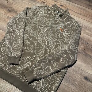 Puma Olive Topographic Print Quarter Zip Sweatshirt Mens XL